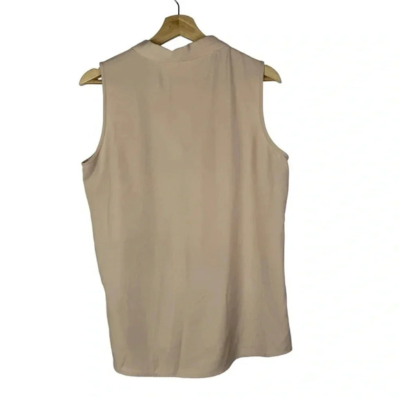 Calvin Klein Blush Cream Pleated V-Neck Sleeveless Blouse M - Picture 3 of 4